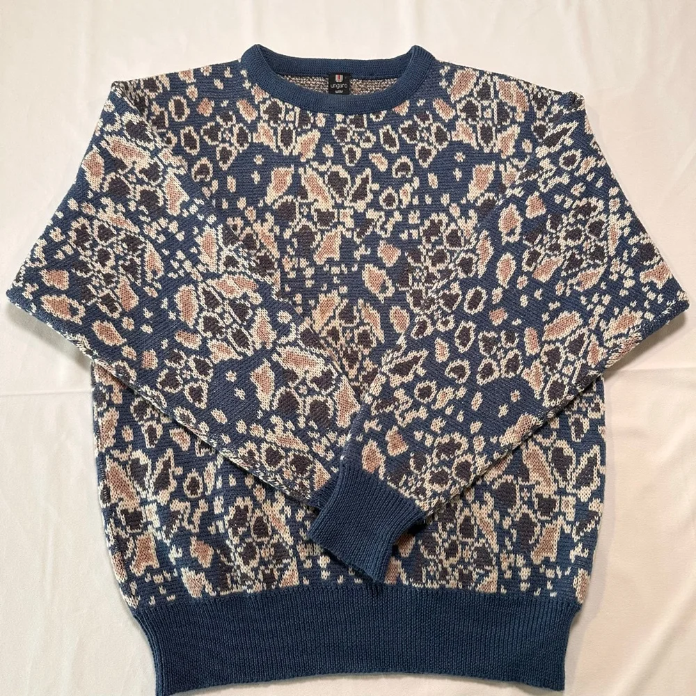Vintage Ungaro Uomo Abstract Floral Knit Sweater | Paris Designer Pullover